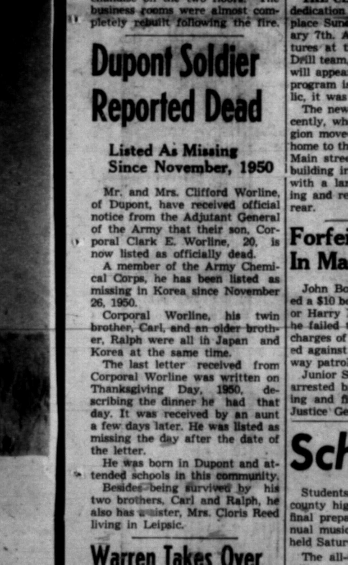 Cpl. Clark E. Worline